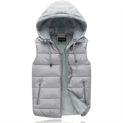 Heren Bodywarmer met Capuchon Gewatteerd Lichtgrijs