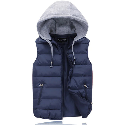 Heren Bodywarmer met Capuchon Gewatteerd Marineblauw