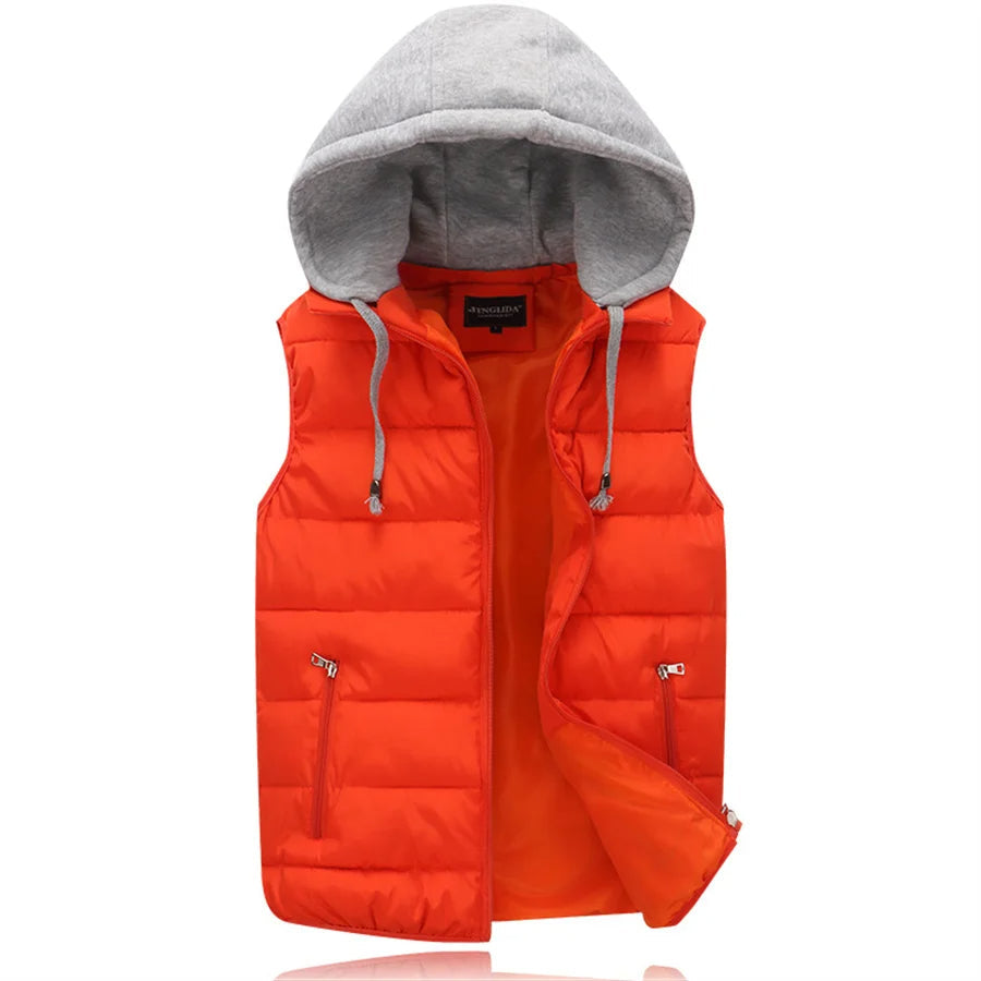 Heren Bodywarmer met Capuchon Gewatteerd Oranje