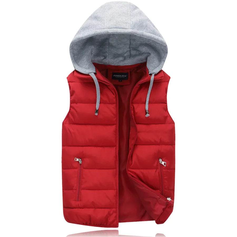 Heren Bodywarmer met Capuchon Gewatteerd Rood