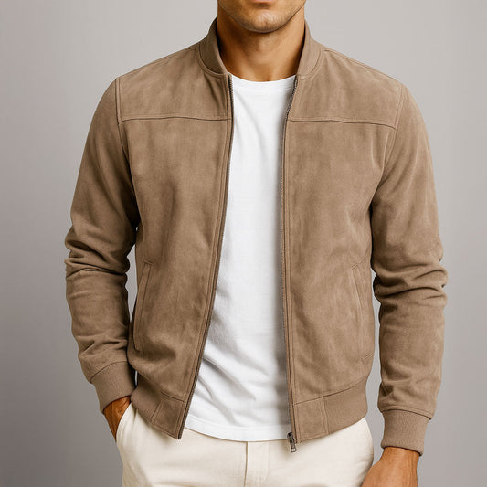 Heren Bomber Jacket Slim Fit met Ritssluiting en Staande Kraag