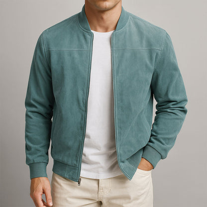 Heren Bomber Jacket Slim Fit met Ritssluiting en Staande Kraag