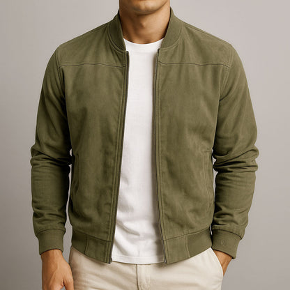 Heren Bomber Jacket Slim Fit met Ritssluiting en Staande Kraag