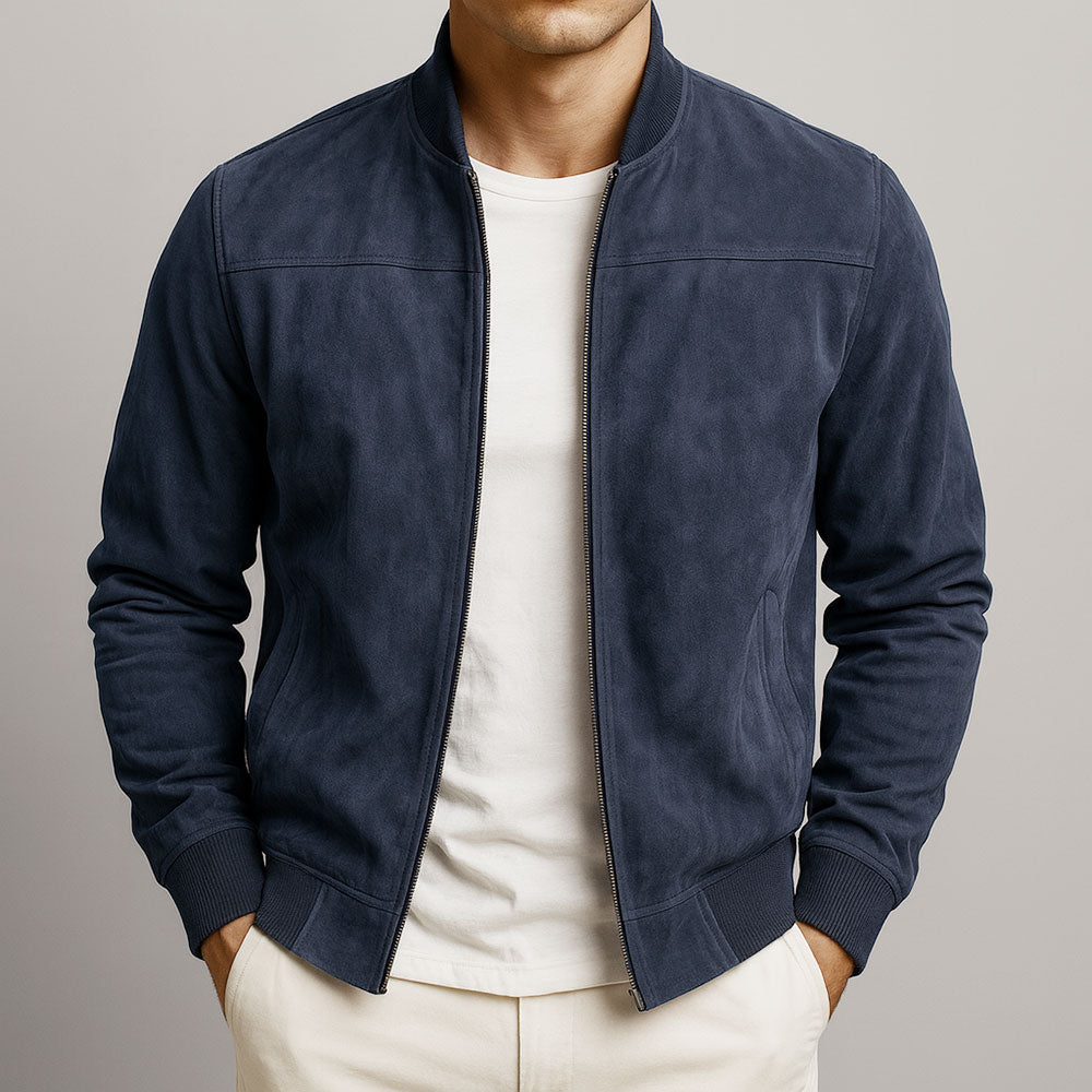 Heren Bomber Jacket Slim Fit met Ritssluiting en Staande Kraag