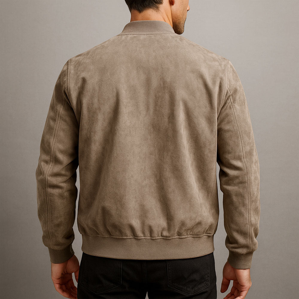 Heren Bomber Jacket Slim Fit met Ritssluiting en Staande Kraag