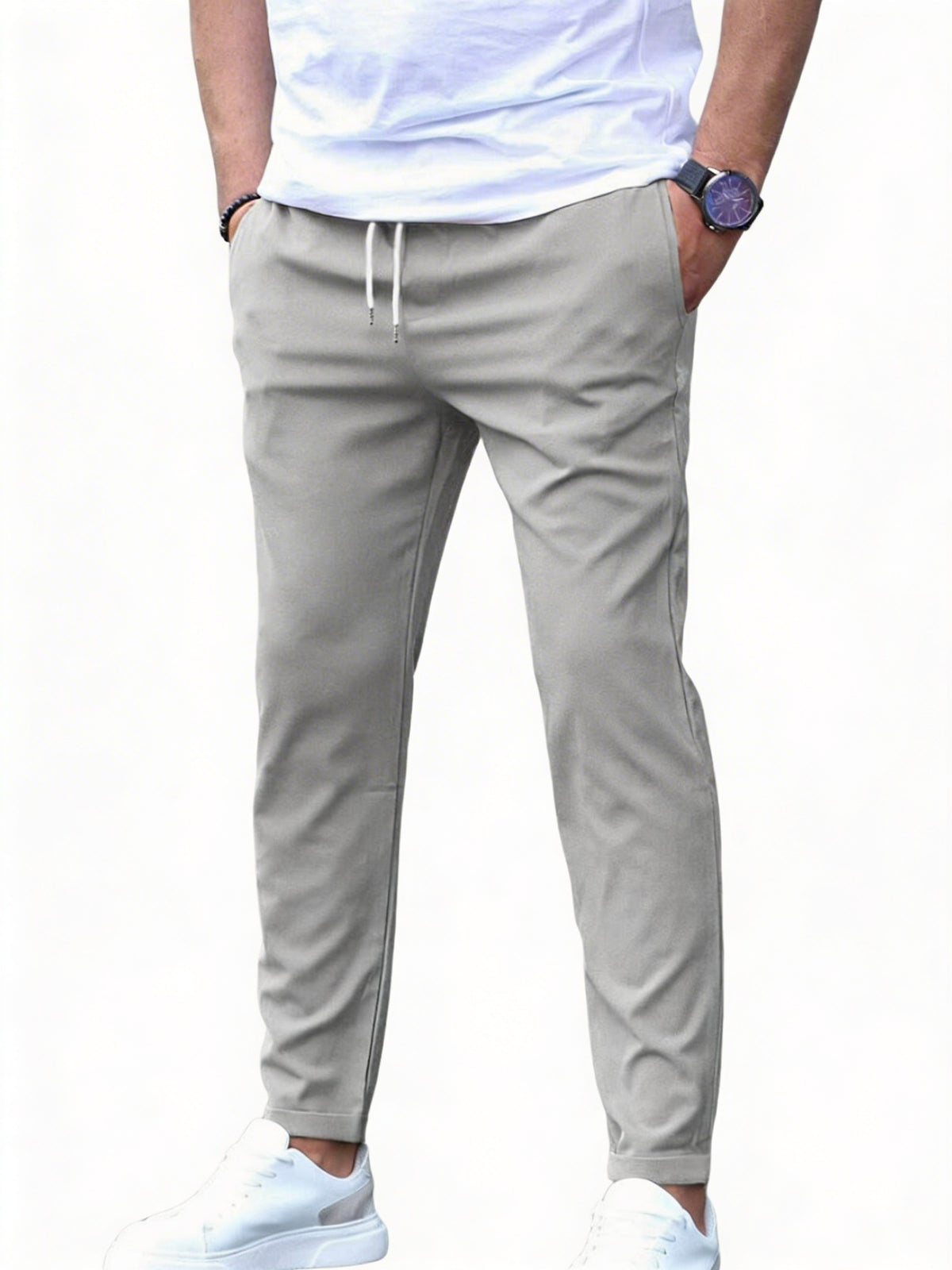 Heren Broek met Elastische Taille en Trekkoord Slim Fit