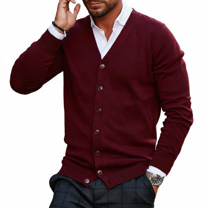 Heren Cardigan met V-hals en Knoopsluiting
