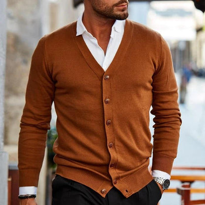 Heren Cardigan met V-hals en Knoopsluiting