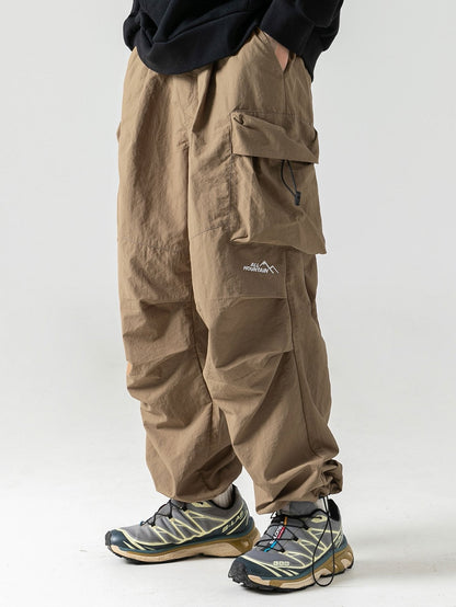 Heren Cargo Broek met Meerdere Opbergzakken en Elastische Taille Bruin