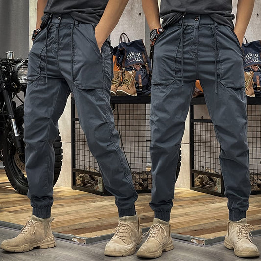 Heren Cargo Broek met Rechte Pijpen en Meerdere Zakken Donkerblauw