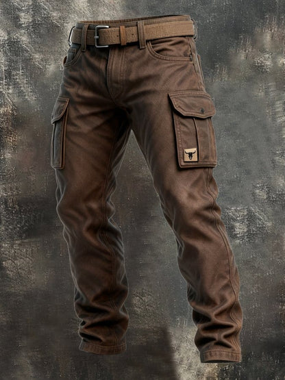 Heren Cargo Broek met Zijzakken en Rechte Pijpen