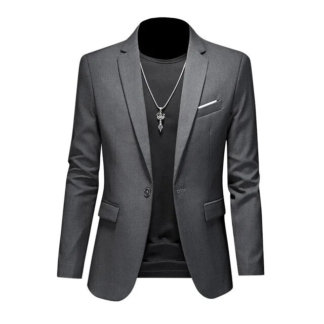 Heren Casual Colbert met Enkele Knoopsluiting en Getailleerde Pasvorm Grijs