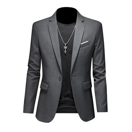 Heren Casual Colbert met Enkele Knoopsluiting en Getailleerde Pasvorm Grijs