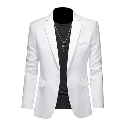 Heren Casual Colbert met Enkele Knoopsluiting en Getailleerde Pasvorm Wit