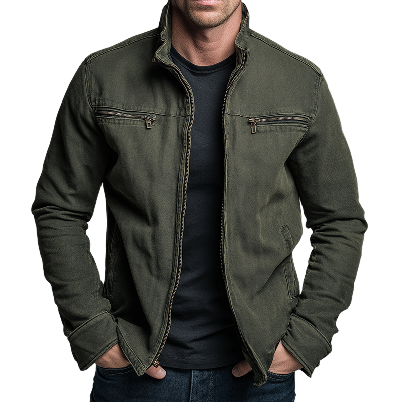 Heren Casual jacket met Opstaande Kraag en Ritssluiting