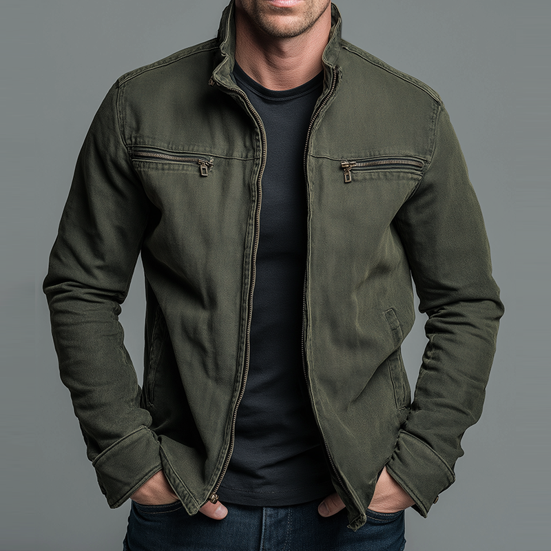 Heren Casual jacket met Opstaande Kraag en Ritssluiting