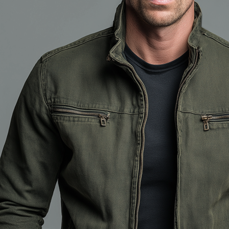 Heren Casual jacket met Opstaande Kraag en Ritssluiting