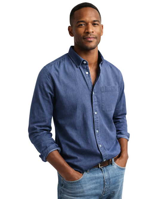 Heren Casual Overhemd met Button-down Kraag en Enkele Borstzak