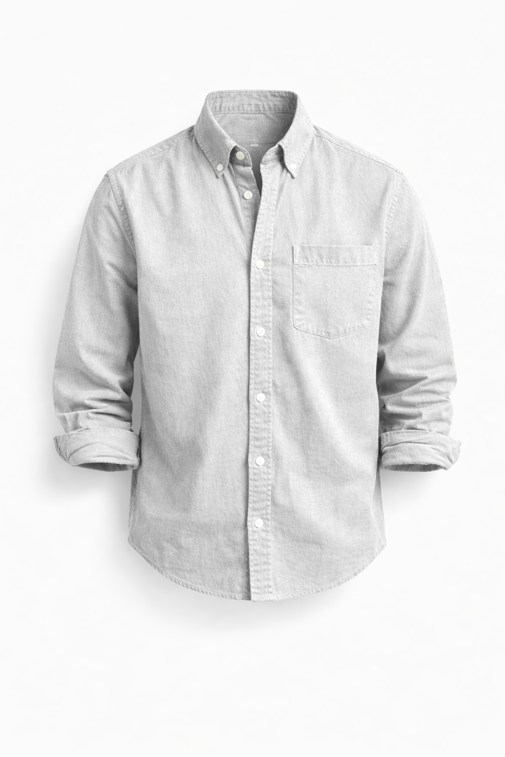 Heren Casual Overhemd met Button-down Kraag en Enkele Borstzak Wit