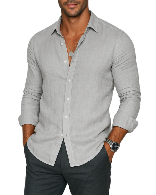 Heren Casual Shirt Lange Mouw met Klassieke Kraag en Knoopsluiting