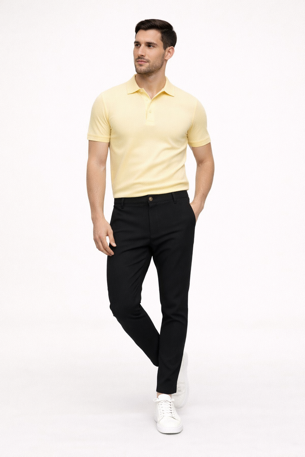 Heren Chino Broek met Rechte Snit en Regular Fit Zwart