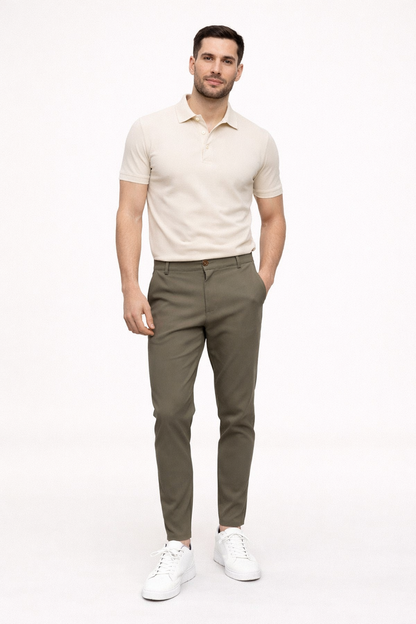 Heren Chino Broek met Rechte Snit en Regular Fit Groen