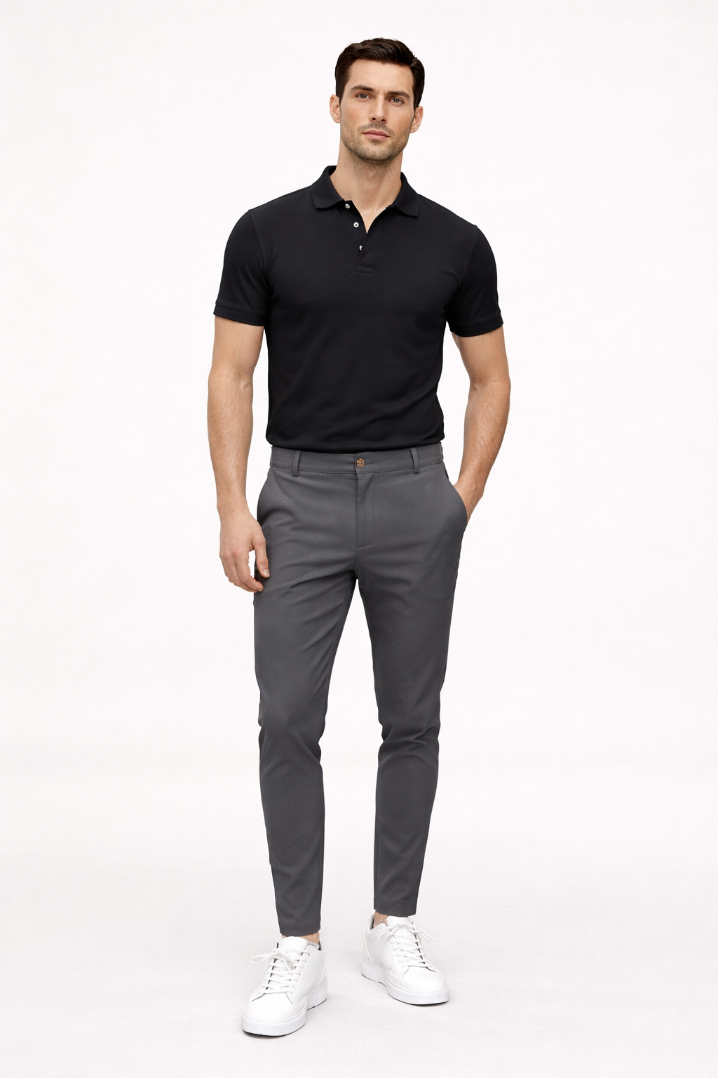 Heren Chino Broek met Rechte Snit en Regular Fit Grijs