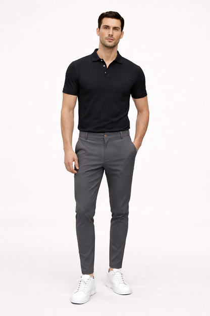 Heren Chino Broek met Rechte Snit en Regular Fit Grijs