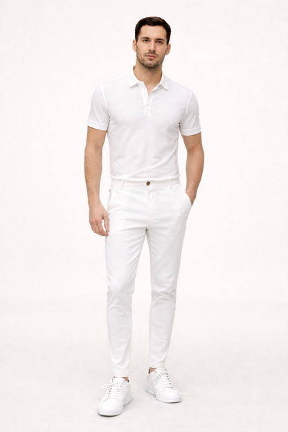 Heren Chino Broek met Rechte Snit en Regular Fit Wit