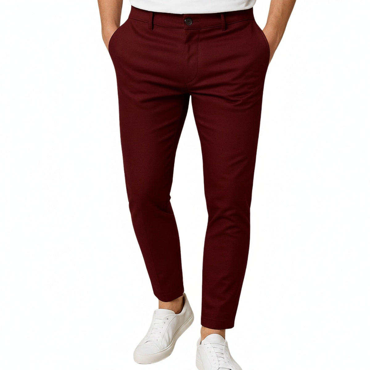 Heren Chino Broek Slim Fit met Knoopsluiting en Zijzakken