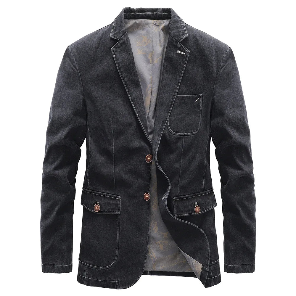 Heren Colbertjas met Dubbelgeknoopte Sluiting en Vintage Look Zwart