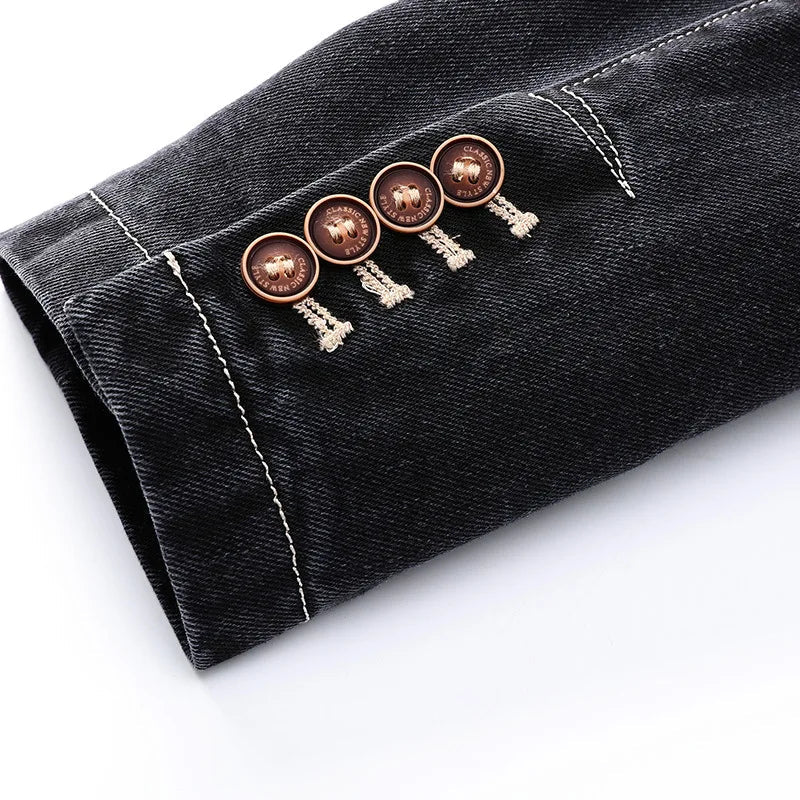 Heren Colbertjas met Dubbelgeknoopte Sluiting en Vintage Look