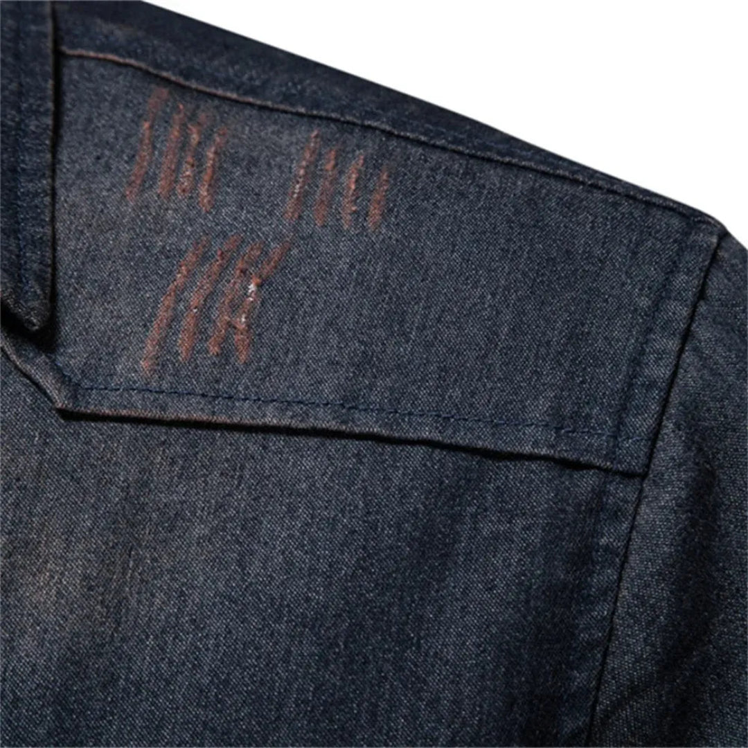 Heren Denim Overhemd met Lange Mouwen en Knoopsluiting