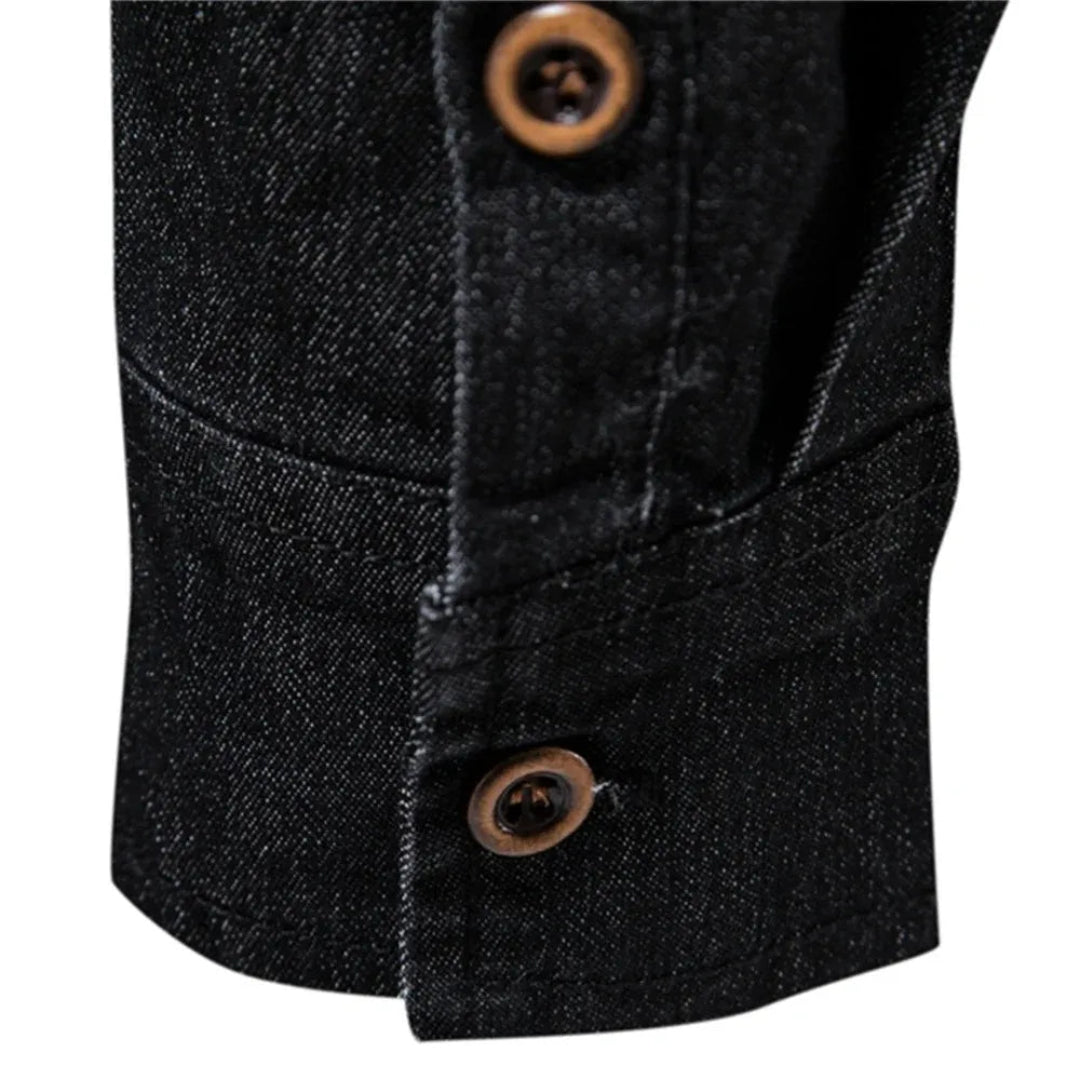 Heren Denim Overhemd met Lange Mouwen en Knoopsluiting