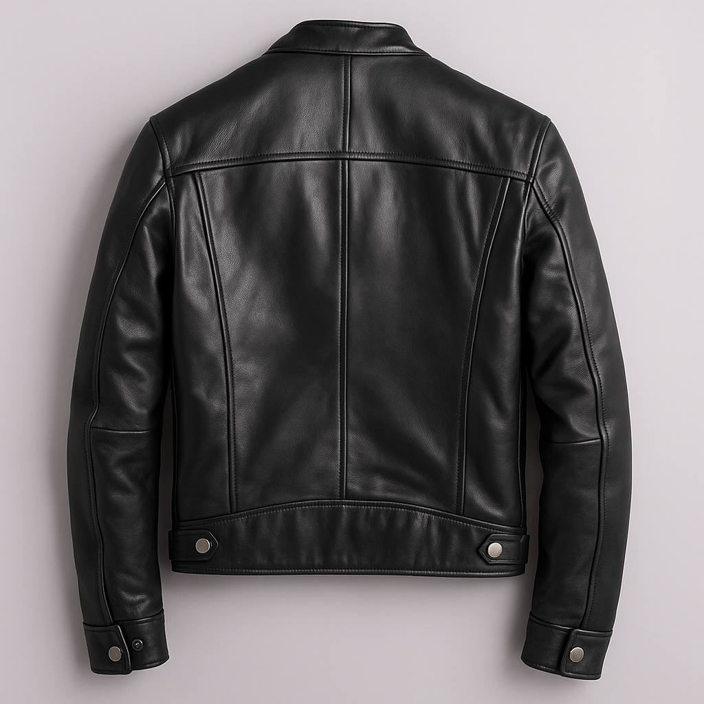 Heren Faux Leather Biker Jacket met Staande Kraag en Ritssluiting
