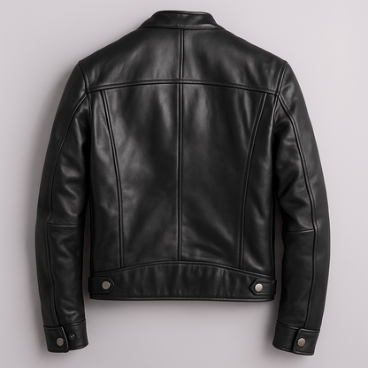 Heren Faux Leather Biker Jacket met Staande Kraag en Ritssluiting