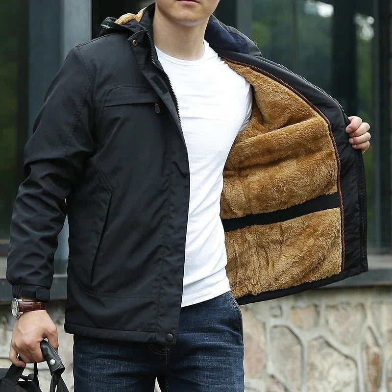 Heren Fleece Jack met Capuchon - Tussenjas Zwart