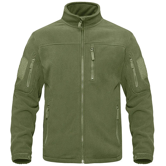 Heren Fleece Jack met Hoge Kraag en Ritszakken Groen