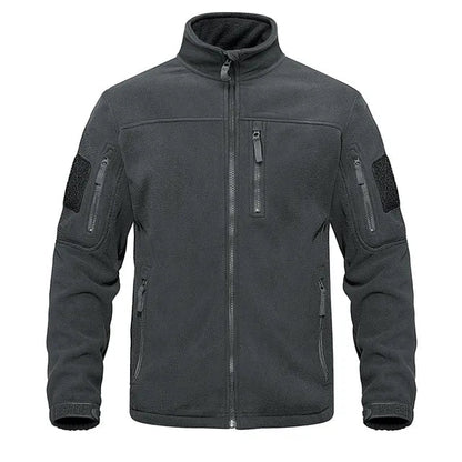 Heren Fleece Jack met Hoge Kraag en Ritszakken Donkergrijs
