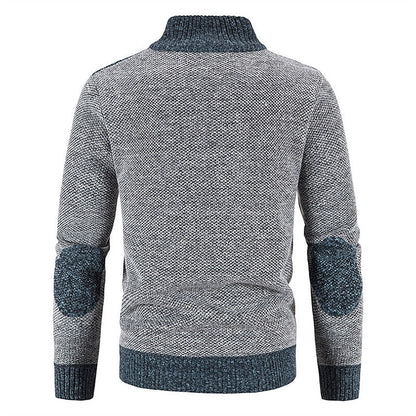Heren Gebreid Vest met Rits en Patchwork Detail