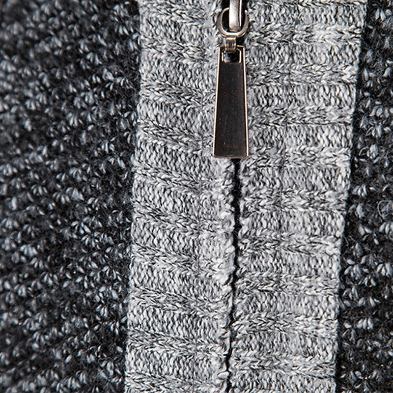 Heren Gebreid Vest met Rits en Patchwork Detail