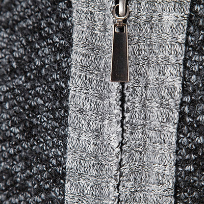 Heren Gebreid Vest met Rits en Patchwork Detail