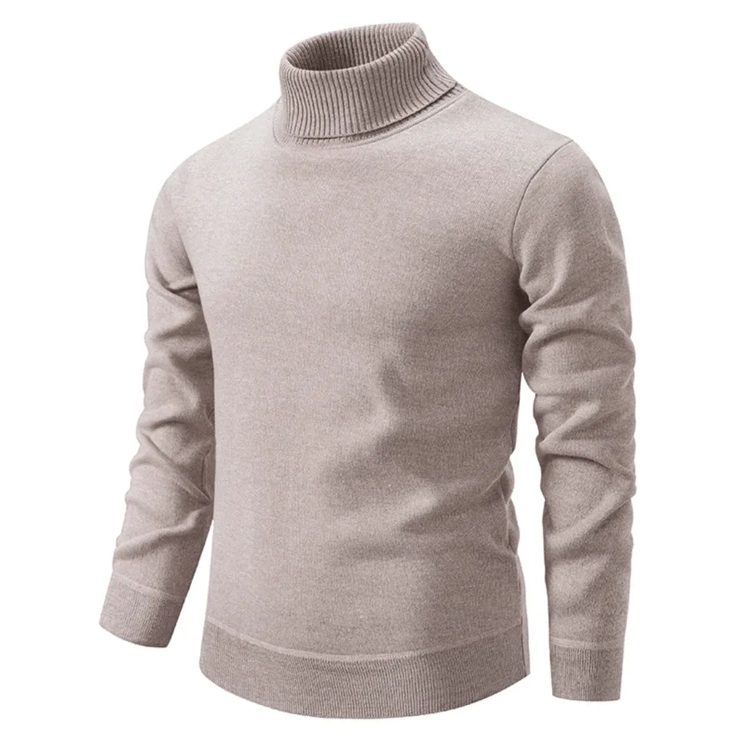 Heren Gebreide Coltrui Hoge Kraag Beige