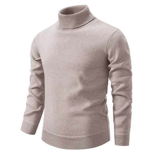 Heren Gebreide Coltrui Hoge Kraag Beige