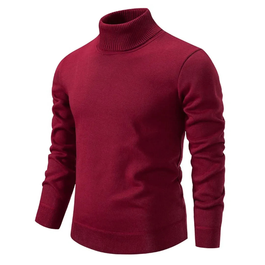 Heren Gebreide Coltrui Hoge Kraag Bordeauxrood