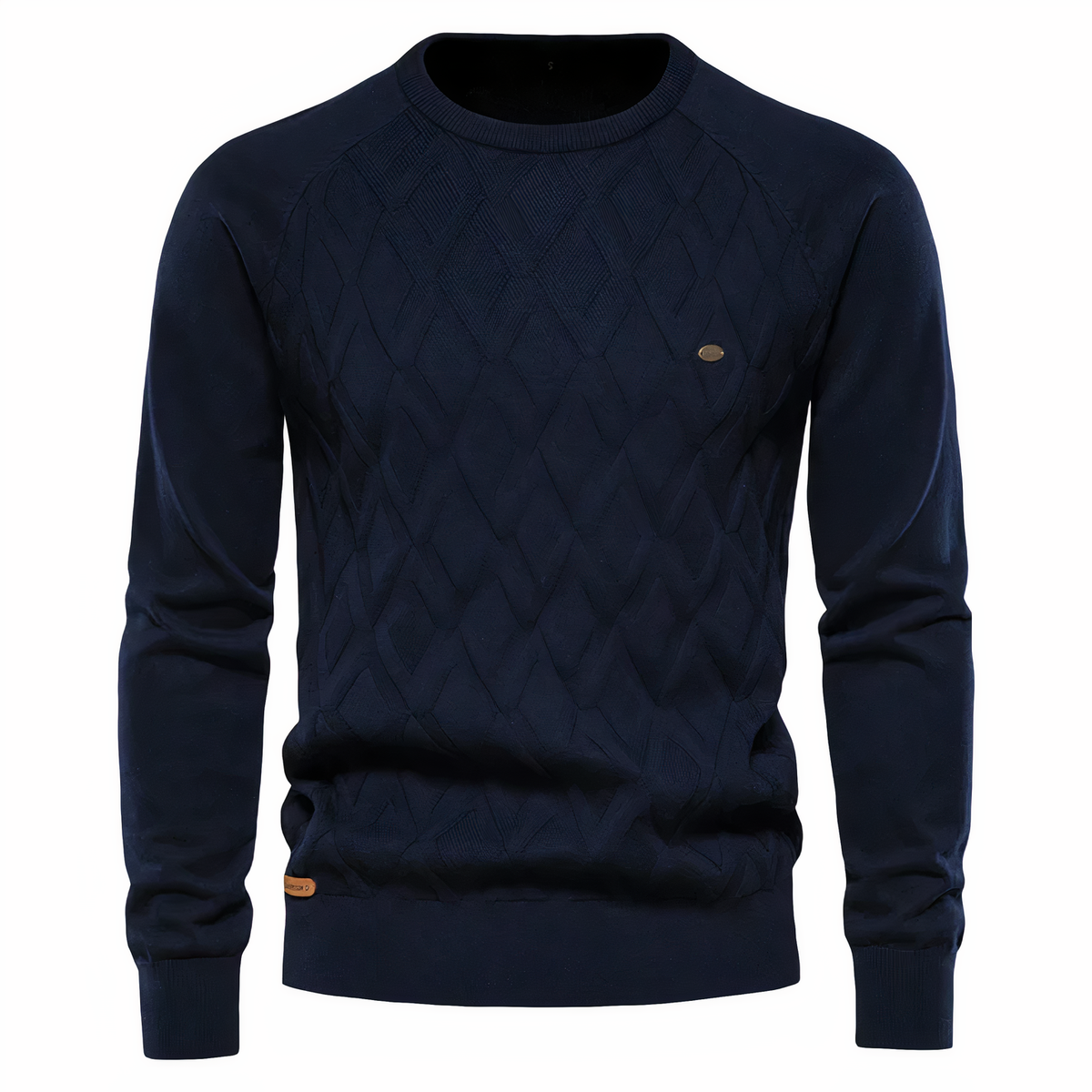 Heren Gebreide Trui met Diamantpatroon en Slanke Pasvorm Marineblauw