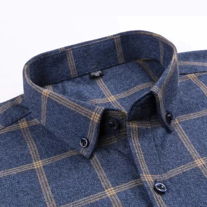 Heren Geruit Overhemd met Button-down Kraag en Borstzak