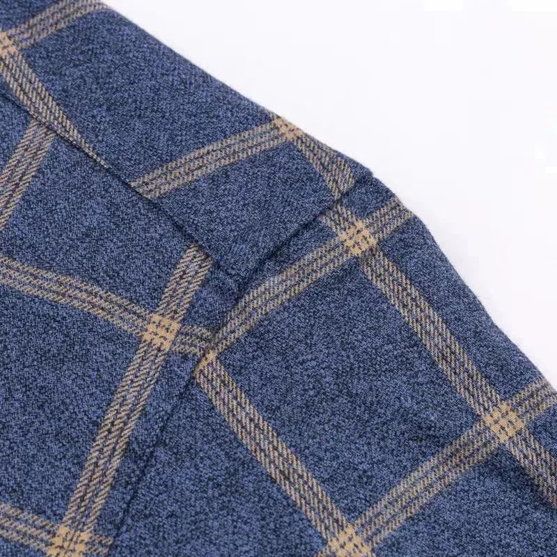 Heren Geruit Overhemd met Button-down Kraag en Borstzak