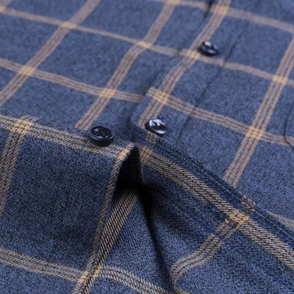 Heren Geruit Overhemd met Button-down Kraag en Borstzak