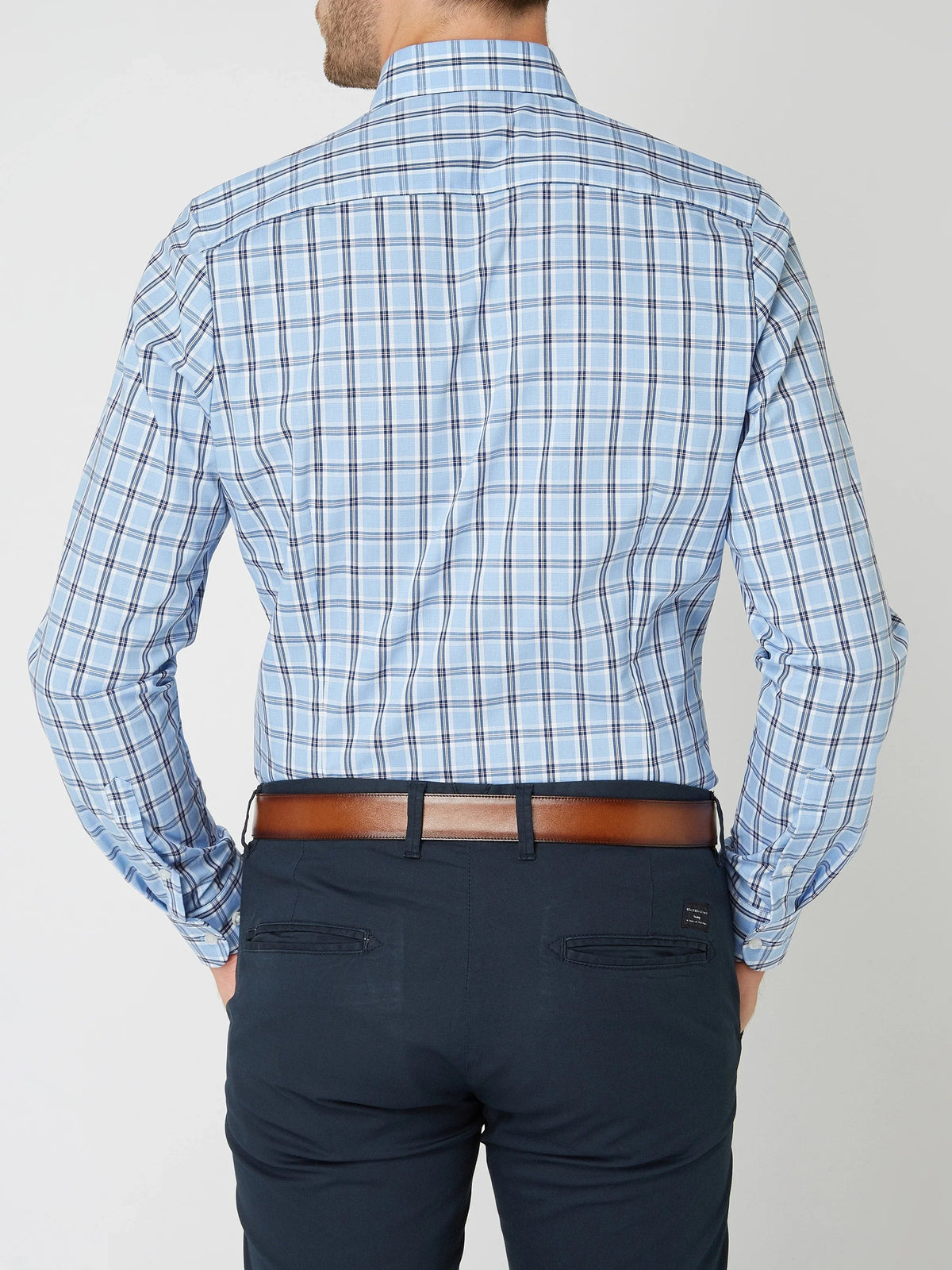 Heren Geruit Overhemd met Button-down Kraag en Borstzak